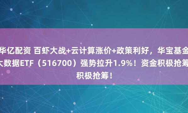 华亿配资 百虾大战+云计算涨价+政策利好，华宝基金大数据ETF（516700）强势拉升1.9%！资金积极抢筹！